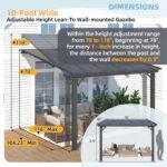 AECOJOY 10’x10′ Adjustable Height Wall Mounted Outdoor Gazebos Pergola image 7