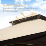10’X13′ Patio Gazebo – Metal, Net, Waterproof, Stable, Khaki With Net Metal Frame, Double Roof, Resistance, Waterproof Canopy image 3